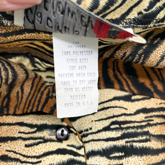 VTG Cactus Flower Womens Western Blouse Size Medium Zebra Stripe Cowgirl Rodeo - Picture 7 of 8